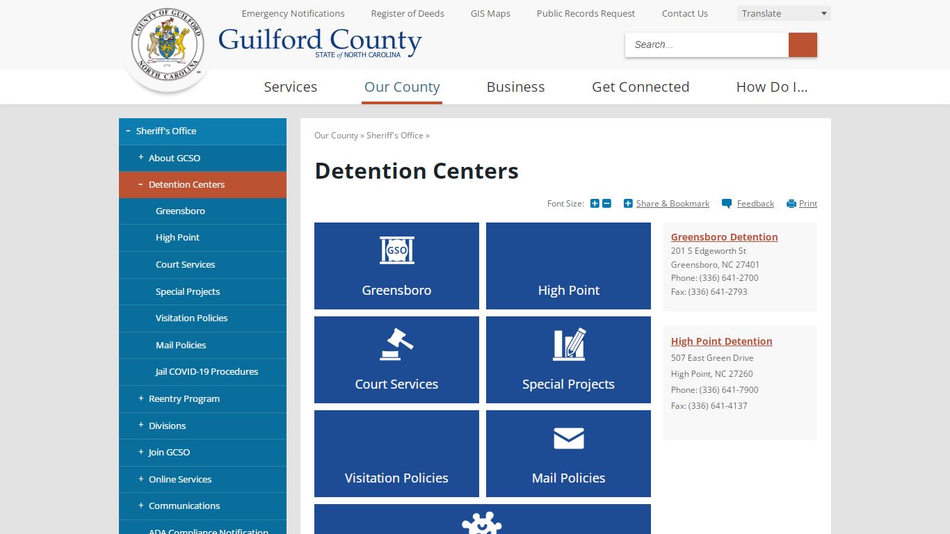 Detention Centers - Guilford County, NC